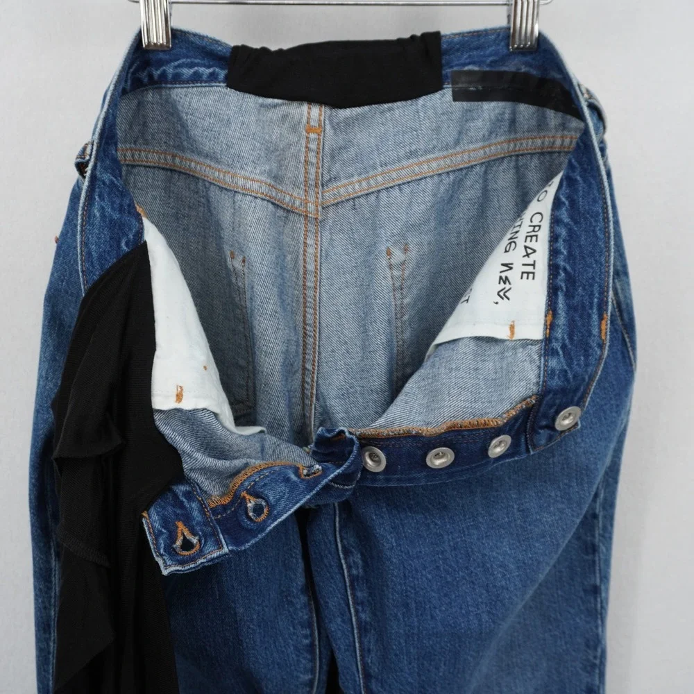 Unravel‎ Project Reversible Hybrid Jeans Women's 27 Shirt Overlay Deconstructed